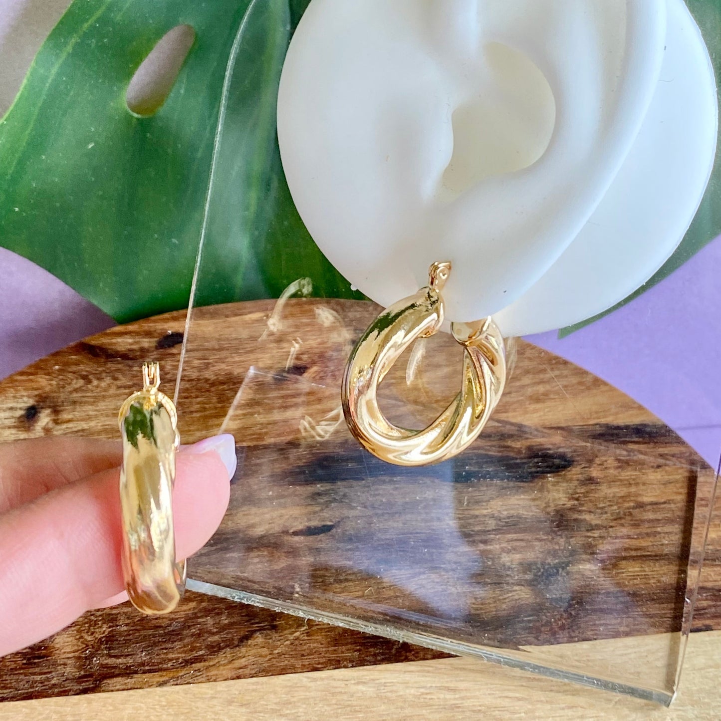 18K Gold Filled Twisted Hoop Lever Back Earrings