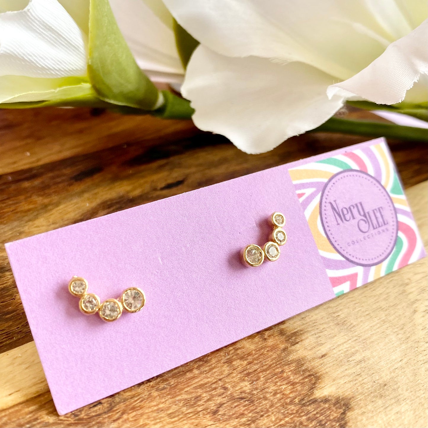 CZ Curved Stud Earrings