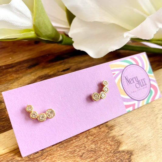 CZ Curved Stud Earrings