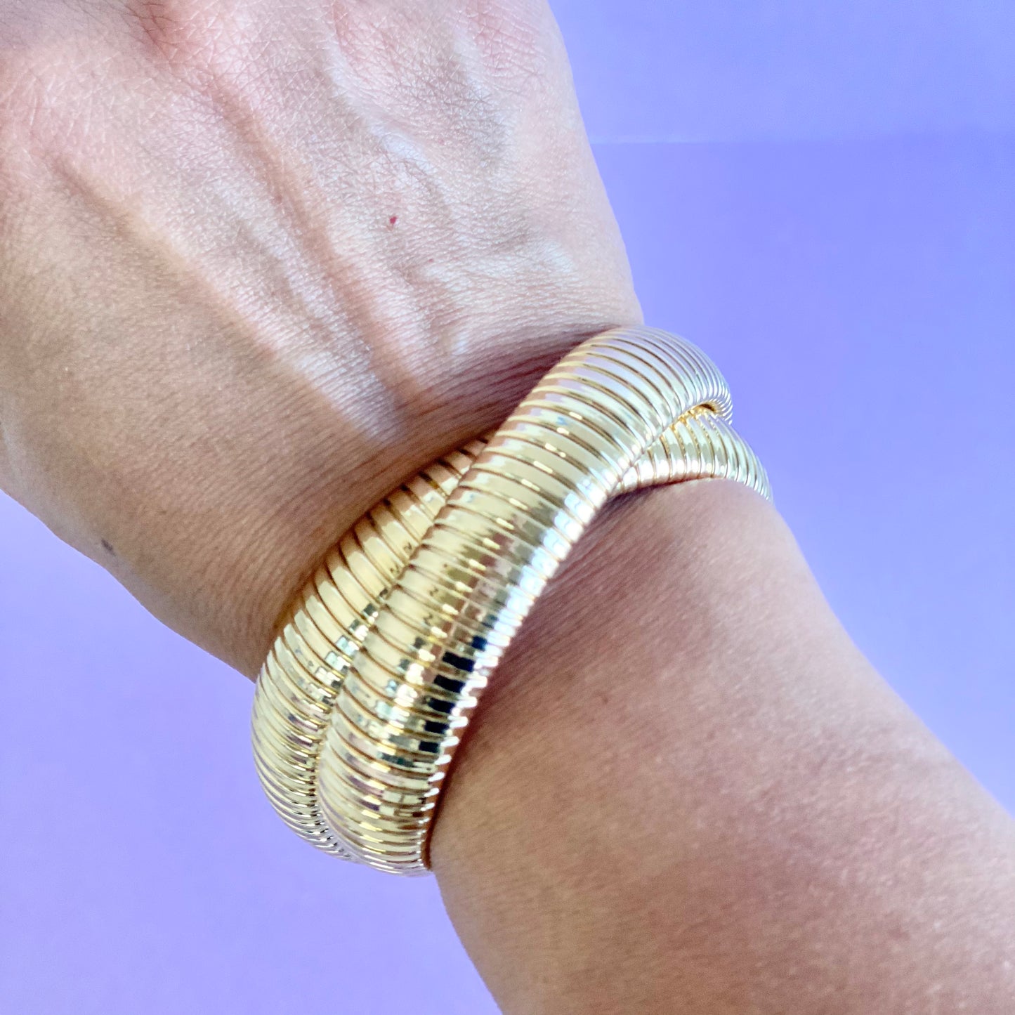 Intertwined 14mm Wide Coil Styled Bangle