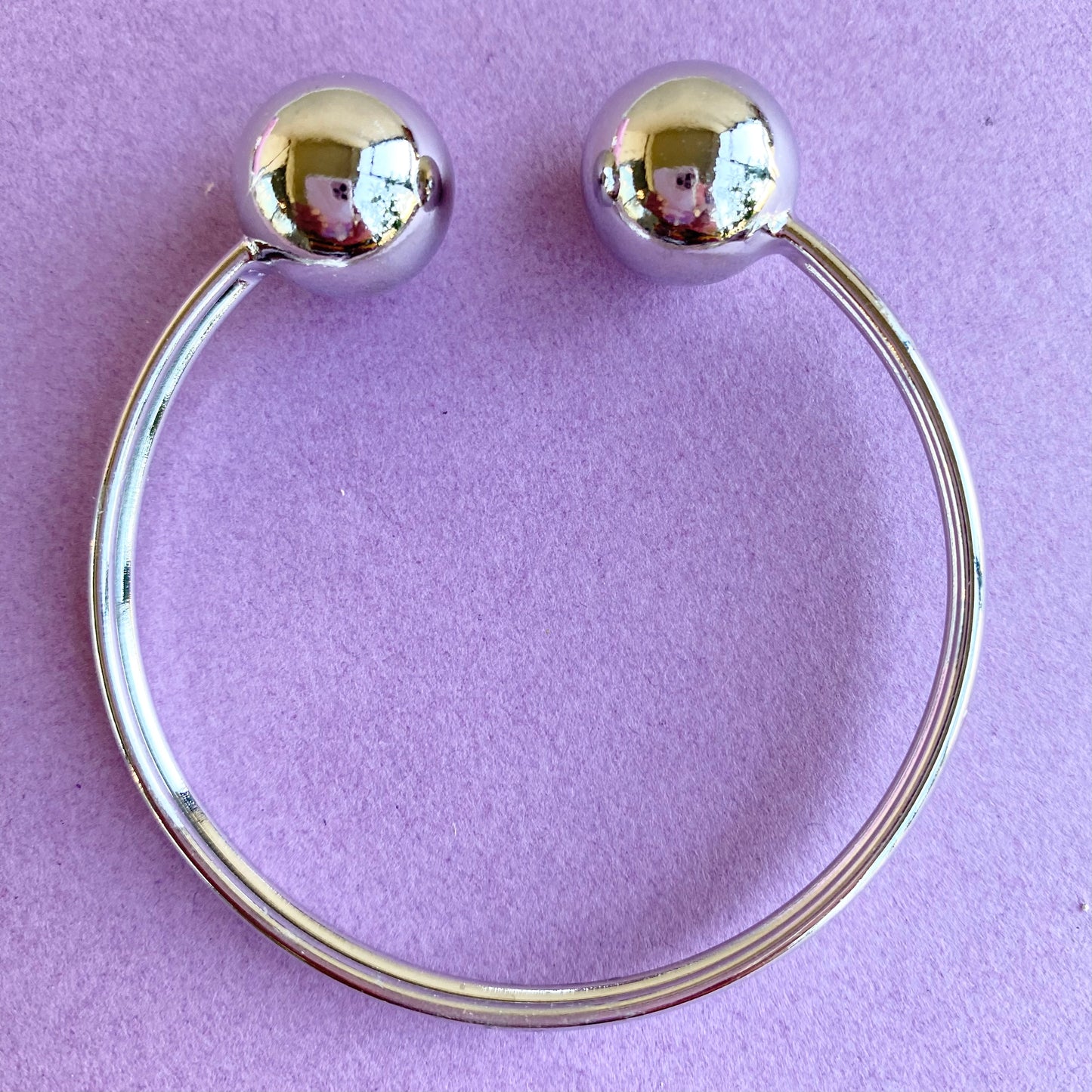 18K Gold/Rhodium Filled Classic Bold Ball Open Bangle