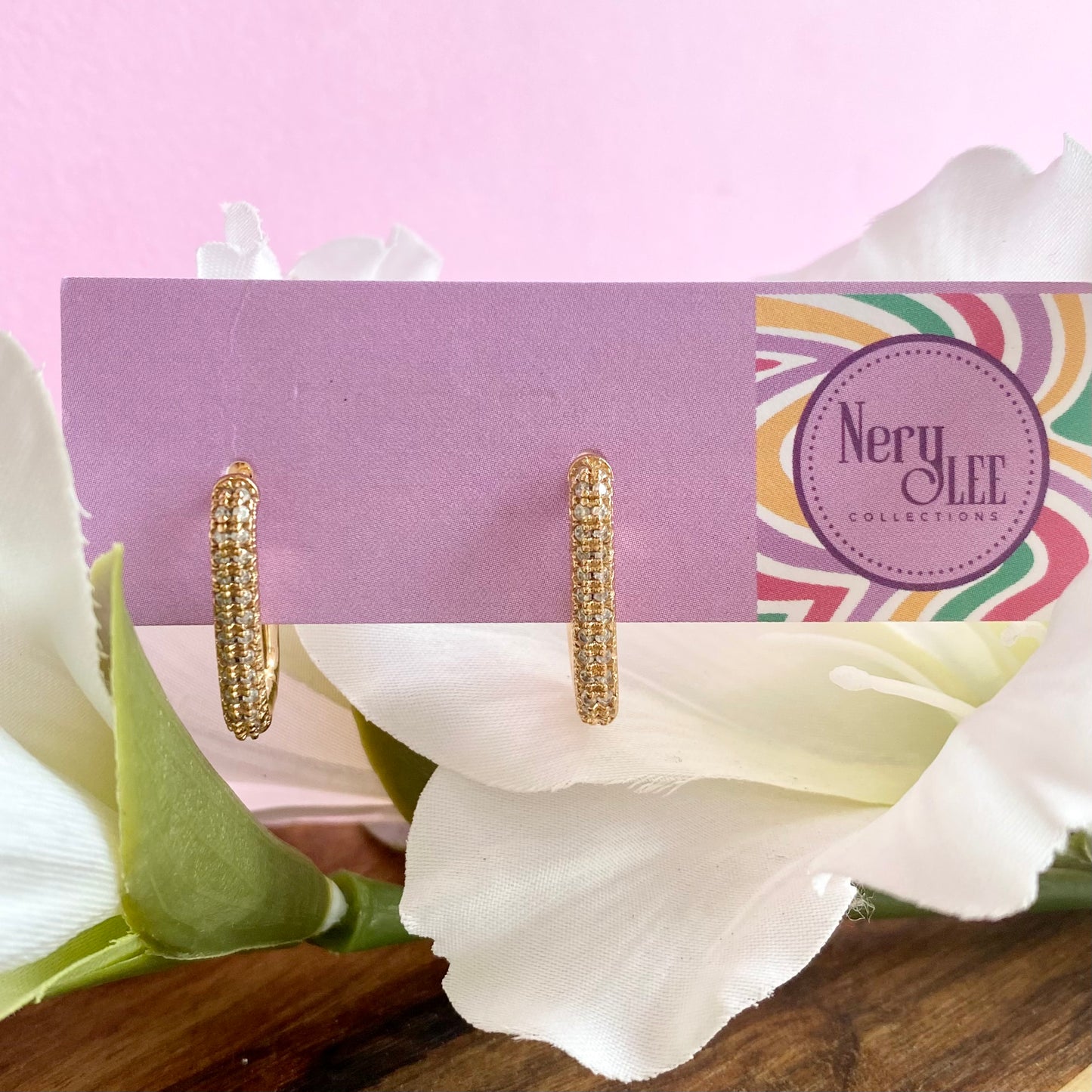 18K Gold Filled CZ Pave Huggies Earrings