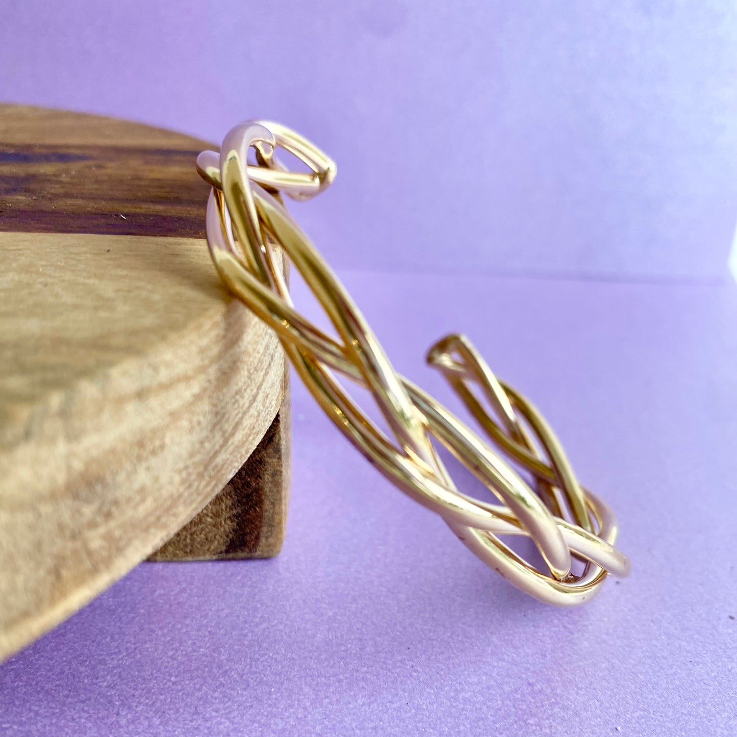 18K Gold Filled Twisted Open Bangle