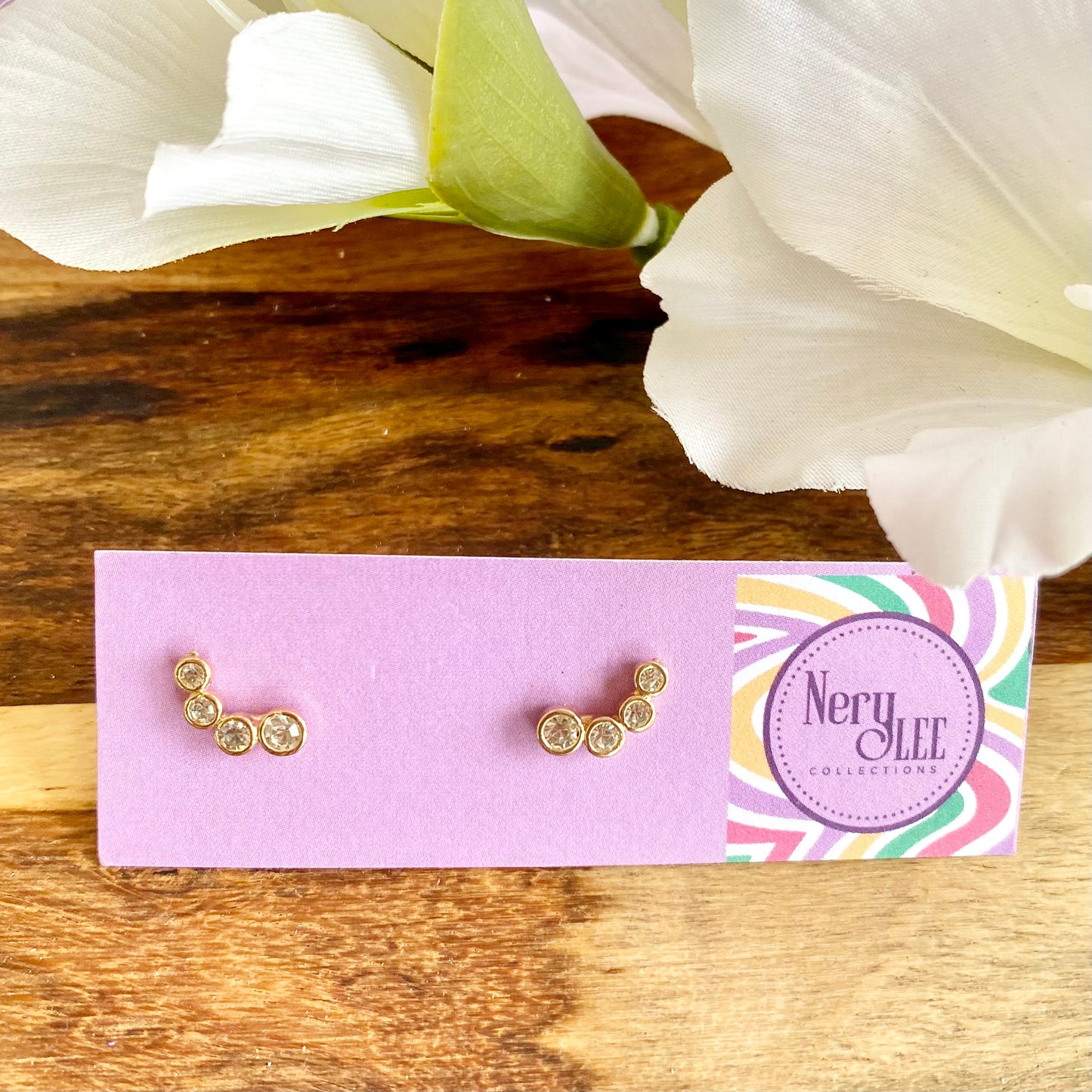 CZ Curved Stud Earrings