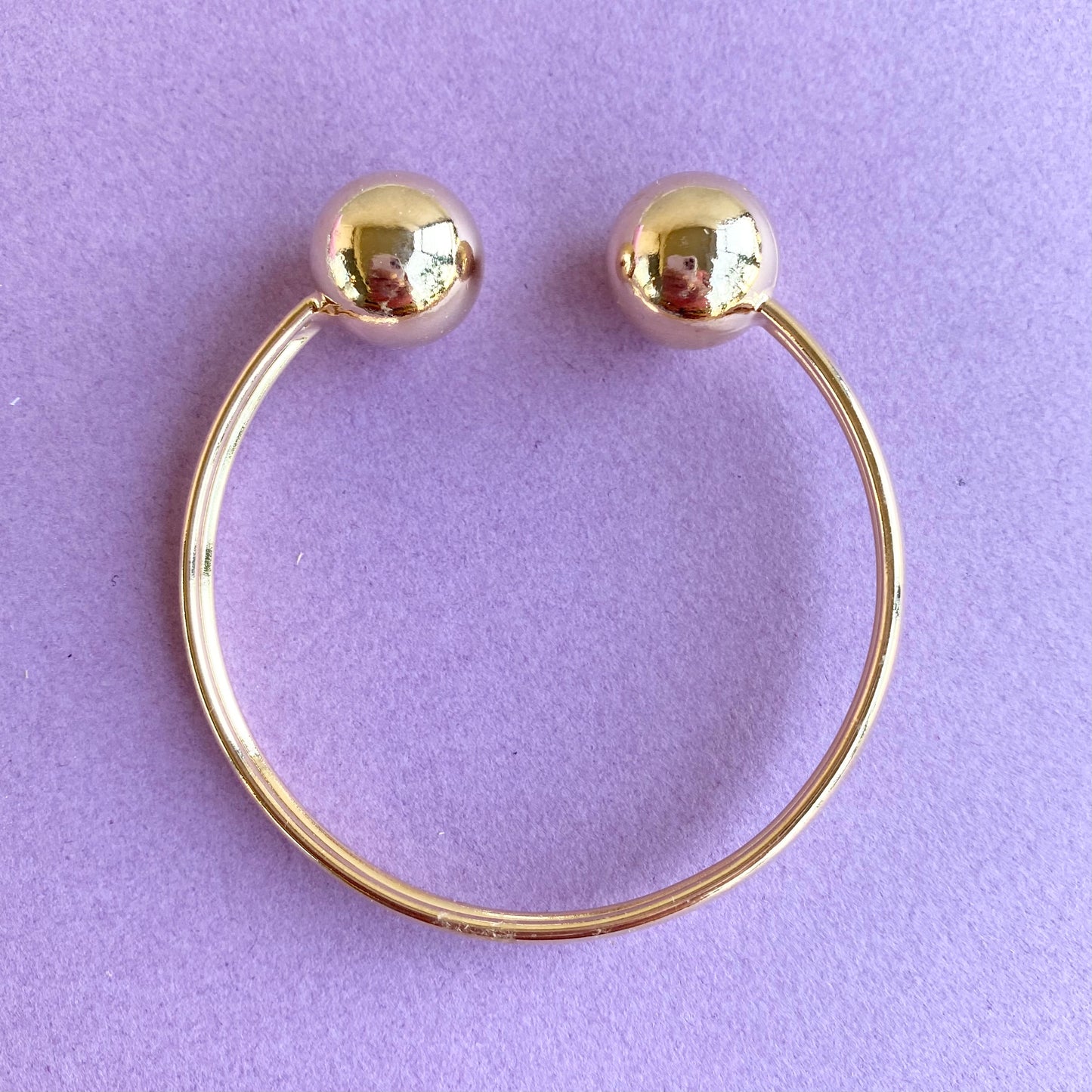 18K Gold/Rhodium Filled Classic Bold Ball Open Bangle