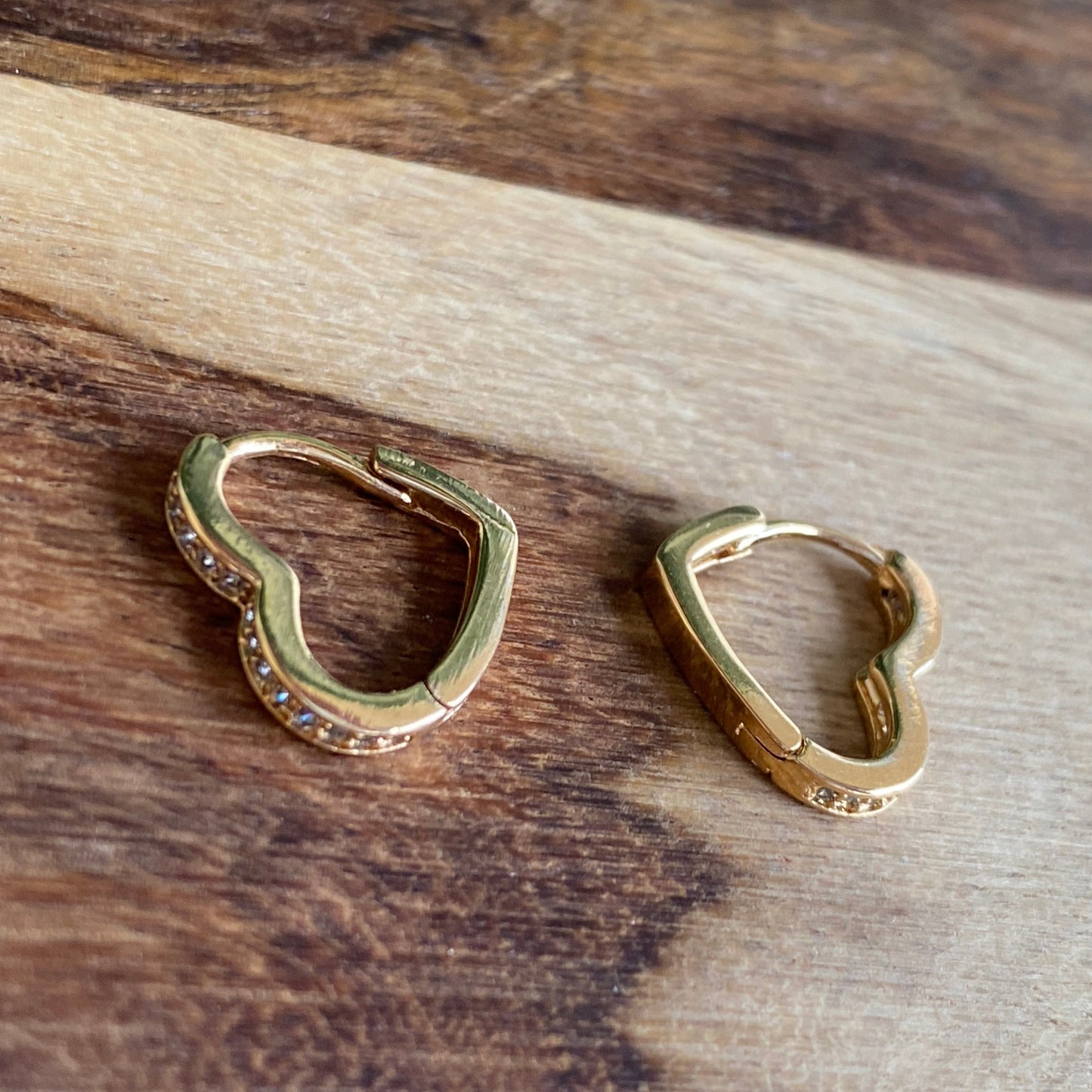 18K Gold Filled Heart Hoop Earrings