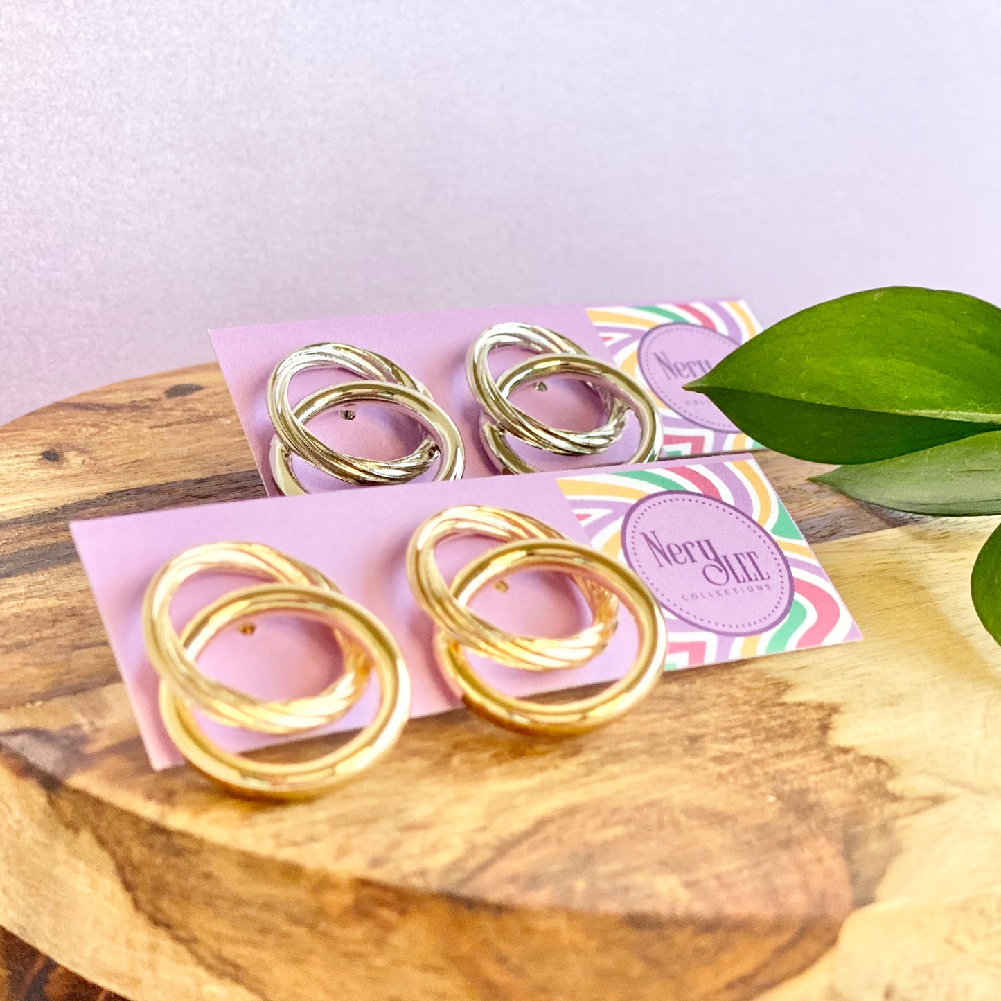 Round Dual Style Intertwined Smooth Rope Stud Earrings