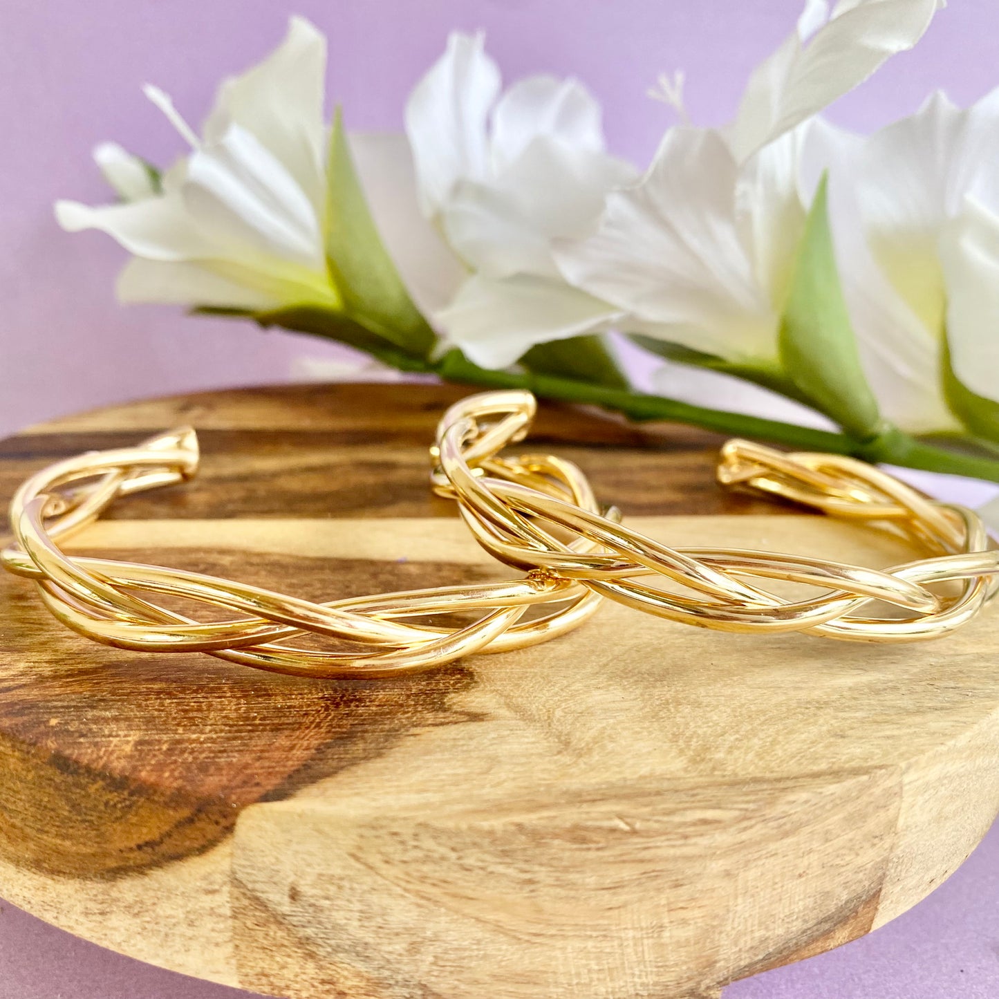 18K Gold Filled Twisted Open Bangle