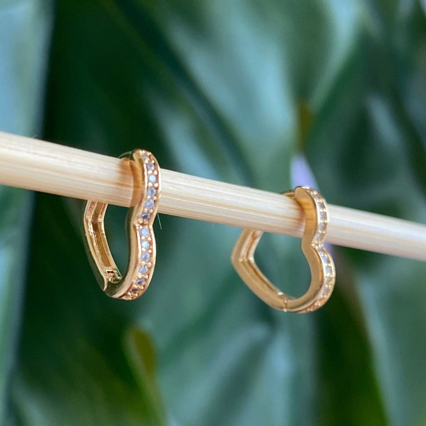 18K Gold Filled Heart Hoop Earrings
