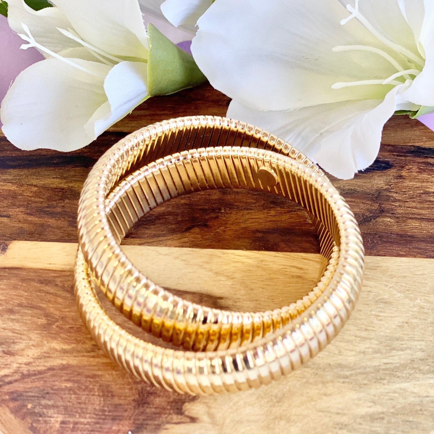 Intertwined 14mm Wide Coil Styled Bangle
