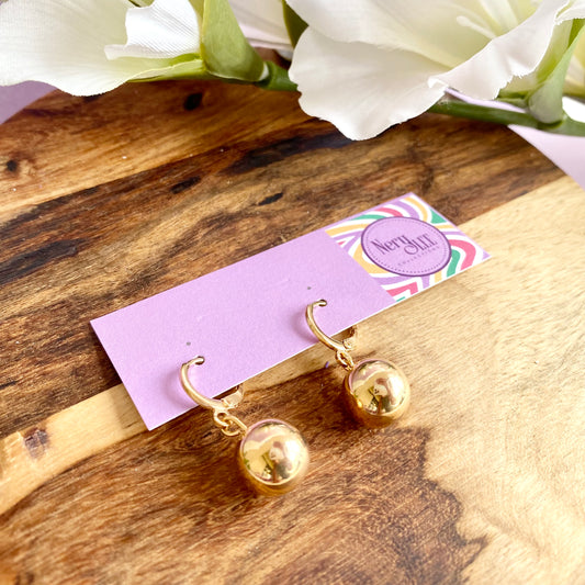 18K Gold Filled Bead Dangle Lever Back Earrings