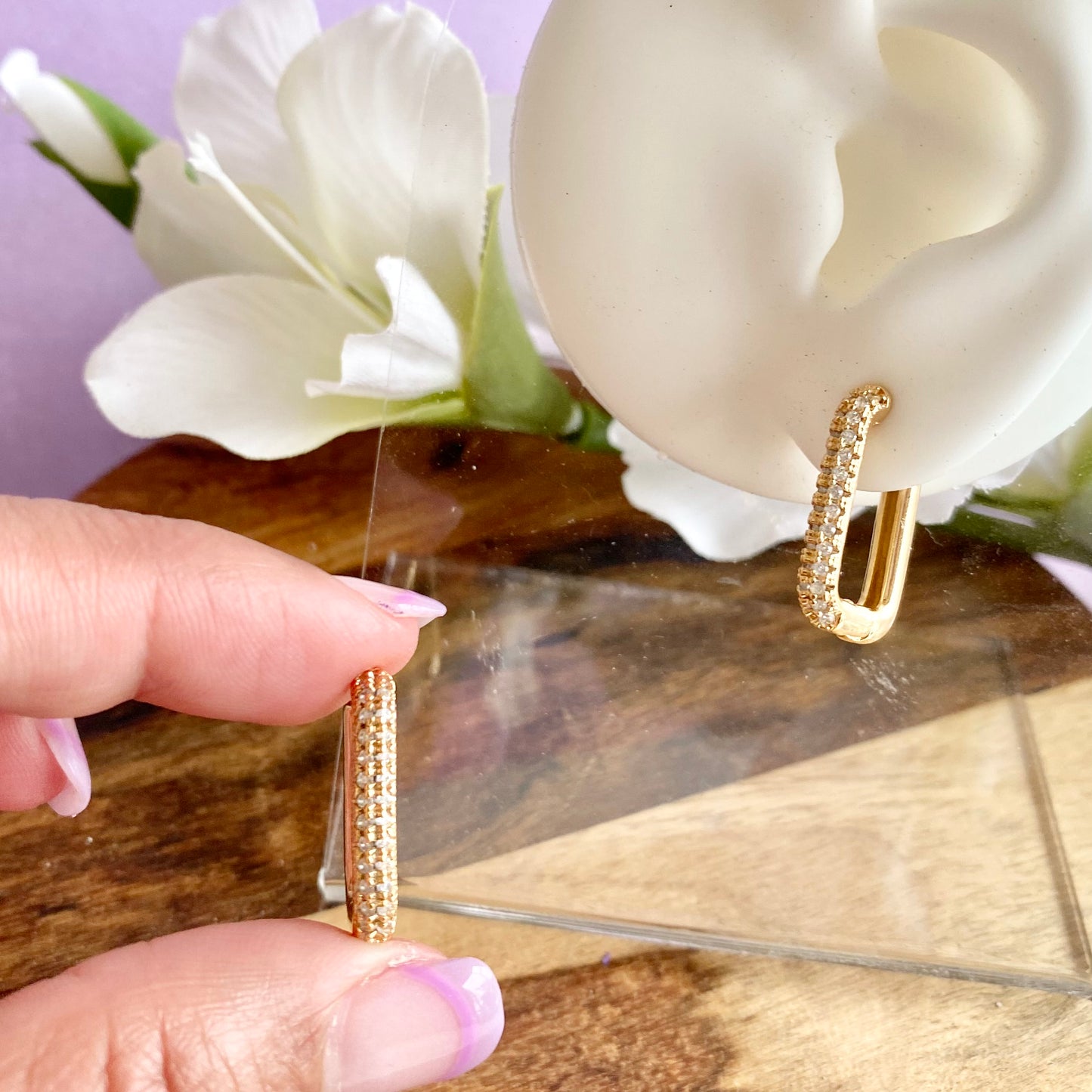 18K Gold Filled CZ Pave Huggies Earrings