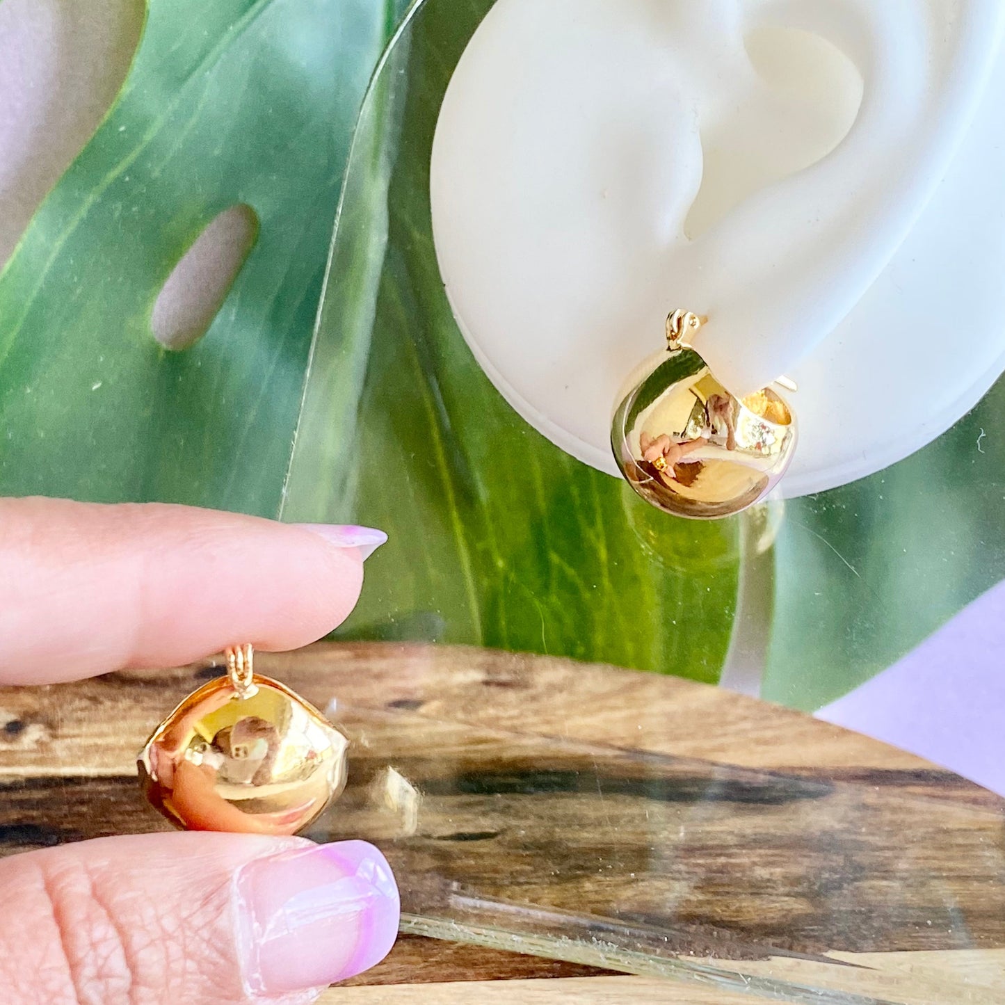 18K Gold/Rhodium Filled Open Circle Earrings