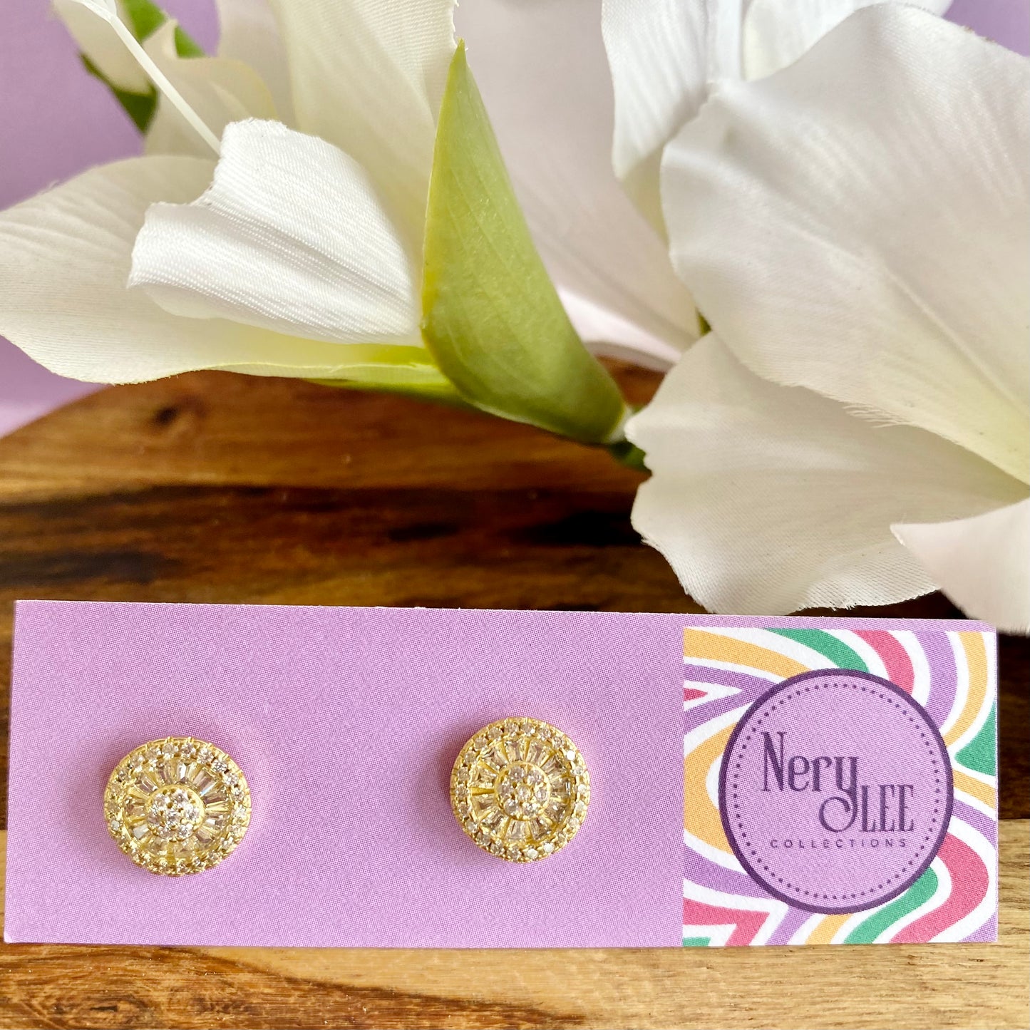 CZ Round Pave Stud Earrings