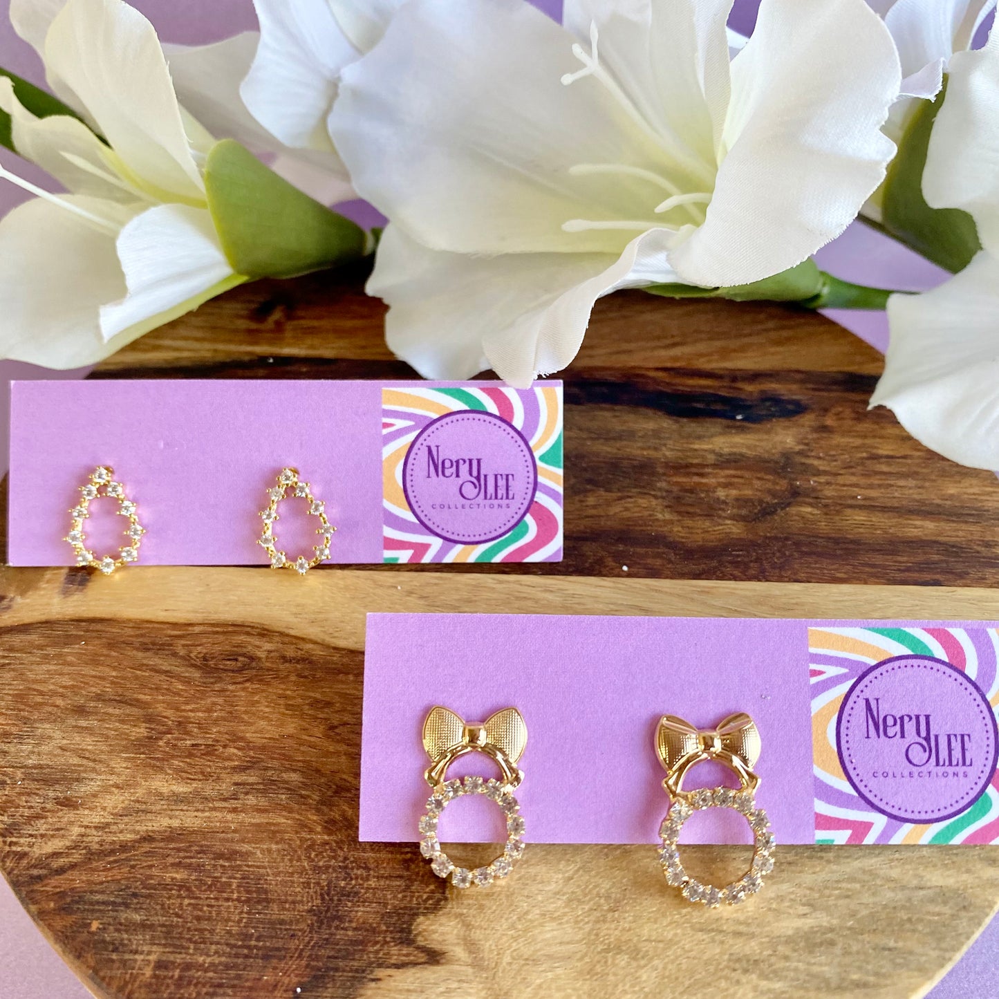 Bow With CZ Stones Stud Earrings