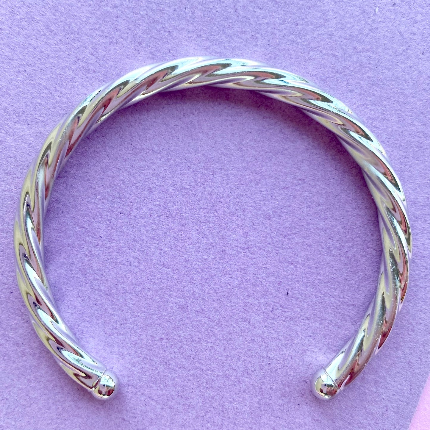 18K Gold/Rhodium Filled Thick Twirled Open Bangle