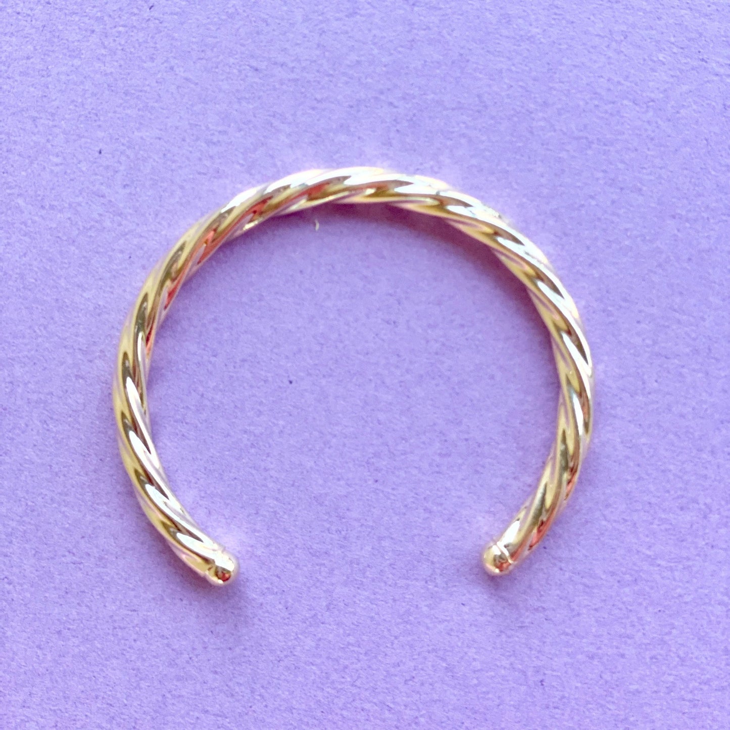 18K Gold/Rhodium Filled Thick Twirled Open Bangle
