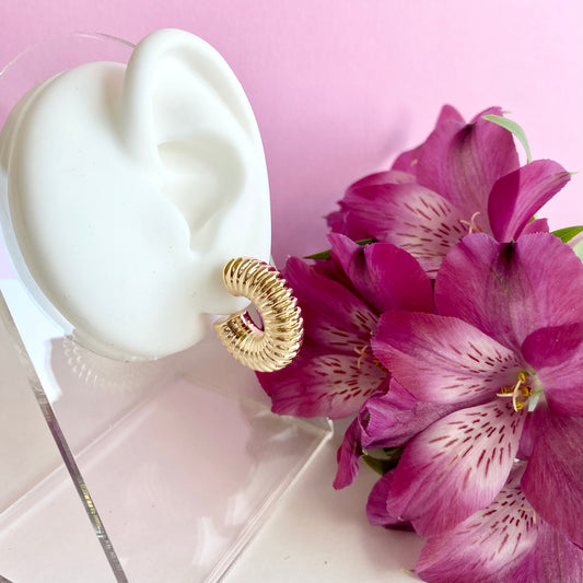 18K Gold Filled Thick Textured Hoop Earrings (Small)