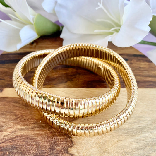 Intertwined 14mm Wide Coil Styled Bangle