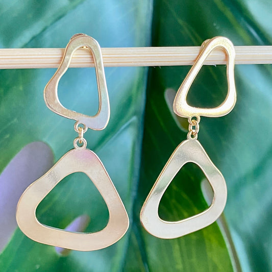 Abstract Rounded Triangle Dangle Earrings